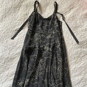 Rag and Bone black maxi sundress with white leaf details.